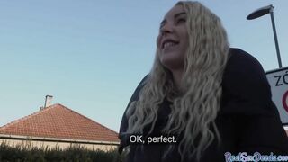 Pickedup european sexy blowing cock before fucking
