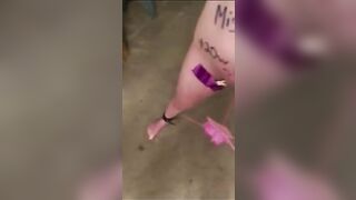 Slave t20w restrained clothespinned and spanked swollen snatch