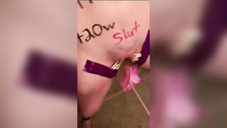 Slave t20w restrained clothespinned and spanked swollen snatch