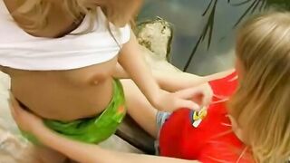 Girl-on-girl intimacy at lake side with sensual kissing & orgasmic lesbian sex