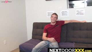 NextDoorXXX.com - Athletic jock Davey Marks jerks off post-interview
