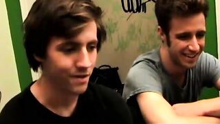 Straight gal sucks two cute straight guys big dicks