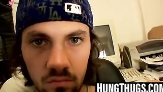 Hunky straight thug strokes juicy man tool slow