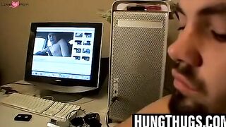 Hunky straight thug strokes juicy man tool slow
