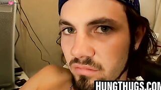 Hunky straight thug strokes juicy man tool slow