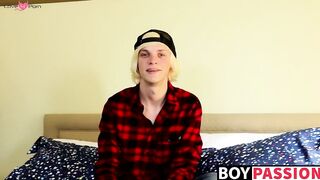 Thick twink cock ends up getting attention after interview