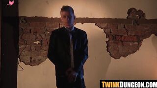Cute blonde twink tortured and humiliated by his master