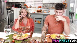 Thanksgiving Surprise! Step-Mom's Hot Daughter Fucks Her Stepson In The Kitchen