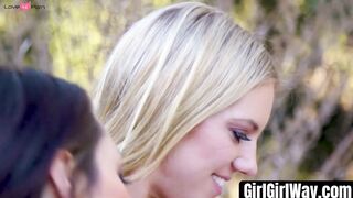 Busty Lesbian Babes Scissoring & Fingering Each Other's Ass