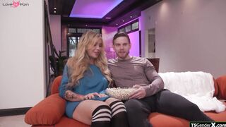 Busty She-MALE Striptease & Sensual Blowjob - Old Man Fucks Transgender Girlfriend