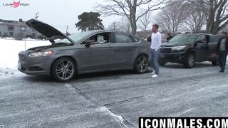 Horny Muscle Hunks Gang-Banging Older Guy