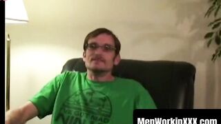 Glasses-Wearing Amateur Dude Masturabtes For Your Pleasure Intense" or simply "Intensely Hot Solo Male Jerking Off".