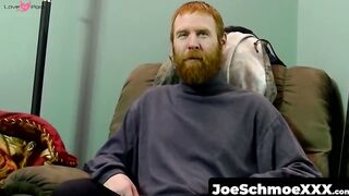 Mature Bearded Guy Drains Young Redhead Amateur in Deepthroat Blowjob