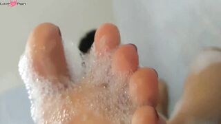 Asian Babe Gives Blowjob to Hairy Pussy Hair-Raising Orgasm