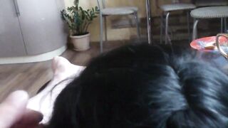 Young bimbo blows penis and squeaks with satisfaction