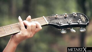 Great women with irresistible body strums her guitar then her