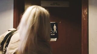 Blonde mom gets gang bang into the bathroom
