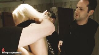 Blonde mom gets gang bang into the bathroom