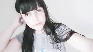 Pale thin chick masturbating, close-up pink small snatch - Hana