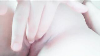 Pale thin chick masturbating, close-up pink small snatch - Hana