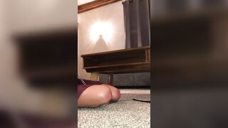 Nice young submissive cunt with mouth with a leash into the living