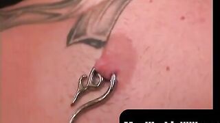Bald Stud's Nippier Piercing Stroking His Hard Fat Dick Vigorously