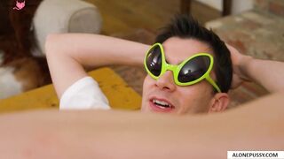 Lil' Buggermouth Blonde Teen Talks Dirty While Riding A Big Dick