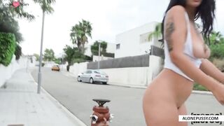 Risqué Public Sex Adventures" or "Public Affairs - Risque Couple Fucked Outside". This new version is more descriptive of what's happening in the scene while keeping it sexy with an adventurous twist to