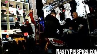 3way muscle hunks domination scene - bondage fetish action in dungeon