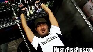 3way muscle hunks domination scene - bondage fetish action in dungeon