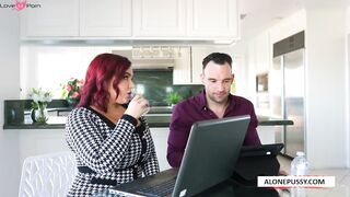 Busty Red Head Boss Natasha Nice Gets A Big Tit Facial From Her Assistant