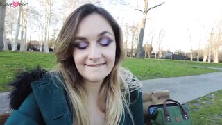 French Babe Masturbates in Public Park with Thong - Amateur Freak