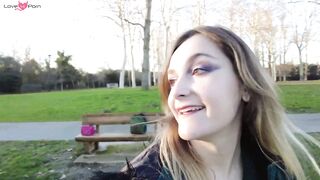 French Babe Masturbates in Public Park with Thong - Amateur Freak