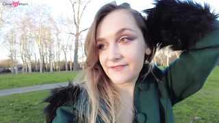 French Babe Masturbates in Public Park with Thong - Amateur Freak