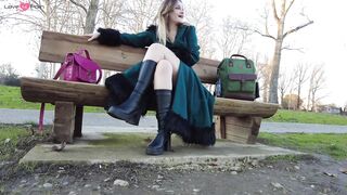French Babe Masturbates in Public Park with Thong - Amateur Freak