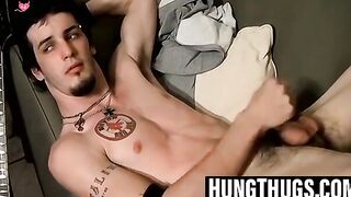Straight-Guys JerkOffChallenge - Guitar Playing Hunk Jacks Off For You