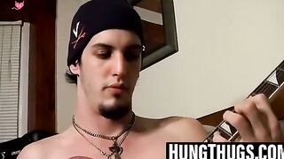 Straight-Guys JerkOffChallenge - Guitar Playing Hunk Jacks Off For You