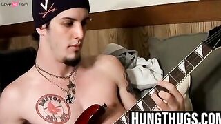 Straight-Guys JerkOffChallenge - Guitar Playing Hunk Jacks Off For You