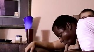 Amature Black MILF Sucks Off White Guy In A Hot Interracial Blowjob