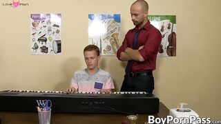 Twinks Ass Drilling Session With Bald Teacher - Twunks Piano Lesson Turned FUCK