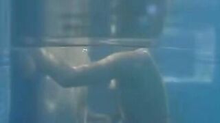 Twincest lesbian fun! Hot blonde twins play water games in pool