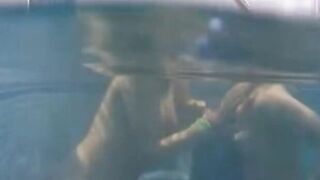 Twincest lesbian fun! Hot blonde twins play water games in pool