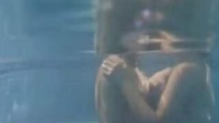 Twincest lesbian fun! Hot blonde twins play water games in pool