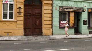 Hot Babe Cassandra Flashes Her Big Boobs While Walking In The Streets