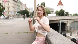 Hot Babe Cassandra Flashes Her Big Boobs While Walking In The Streets