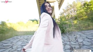 Skinny Russian Hitchhiker Gets Picked Up For A Wild Ride