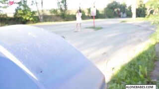 Skinny Russian Hitchhiker Gets Picked Up For A Wild Ride
