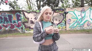 Prague Sausage Party - Hot Blonde Babe Stuffing Her Mouth With Delicious Meat