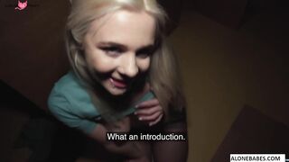 Prague Sausage Party - Hot Blonde Babe Stuffing Her Mouth With Delicious Meat