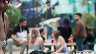 Partying Hard At The Block Party - Sexy Amateur Babe Gets Paid For Dancing